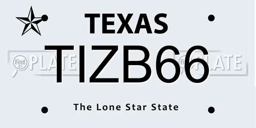 TIZB66 Texas License Plate