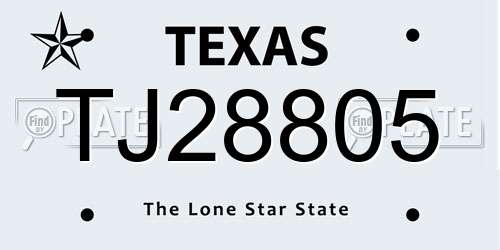 TJ28805 Texas License Plate