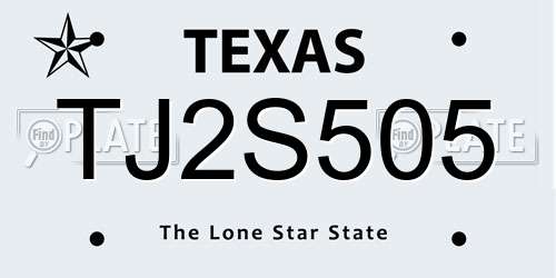 TJ2S505 Texas License Plate