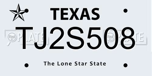 TJ2S508 Texas License Plate