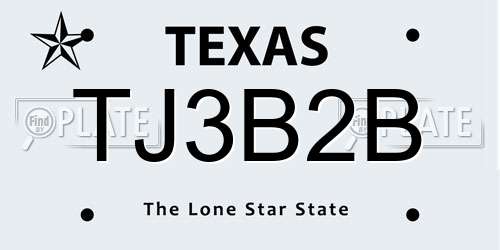 TJ3B2B Texas License Plate