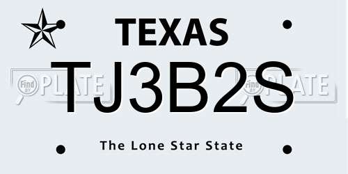TJ3B2S Texas License Plate