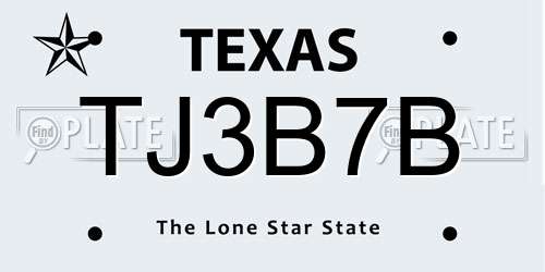 TJ3B7B Texas License Plate