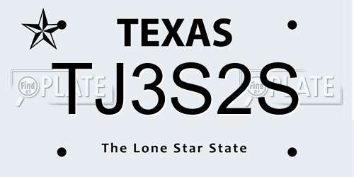 TJ3S2S Texas License Plate