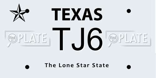 TJ6 Texas License Plate