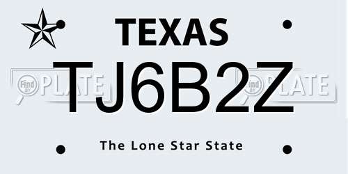 TJ6B2Z Texas License Plate