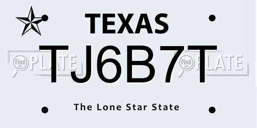 TJ6B7T Texas License Plate