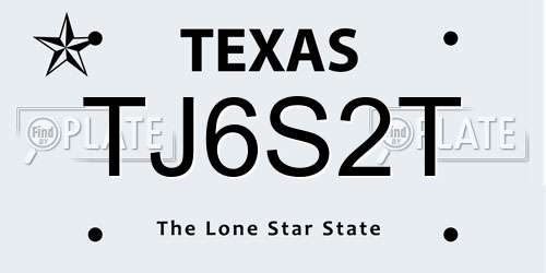 TJ6S2T Texas License Plate