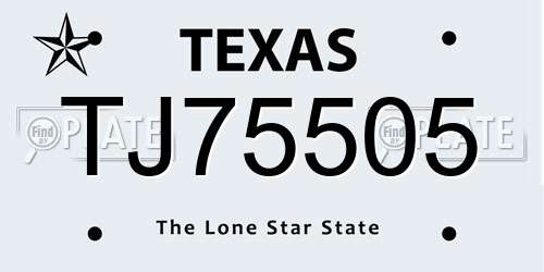 TJ75505 Texas License Plate