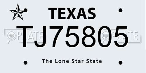 TJ75805 Texas License Plate