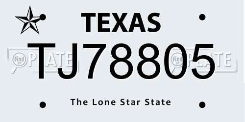 TJ78805 Texas License Plate