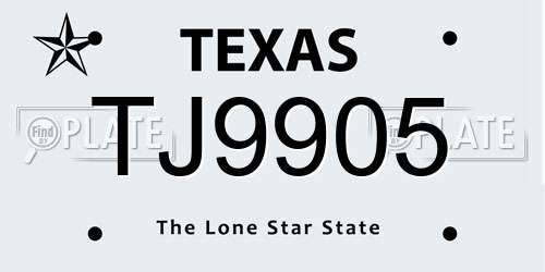 TJ9905 Texas License Plate