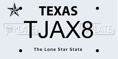 TJAX8 Texas License Plate
