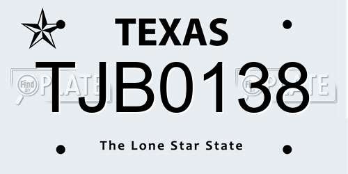 TJB0138 Texas License Plate