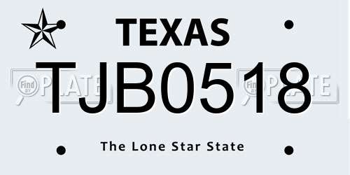TJB0518 Texas License Plate