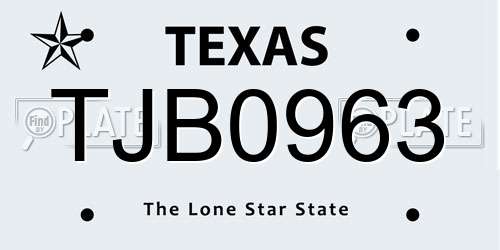 TJB0963 Texas License Plate