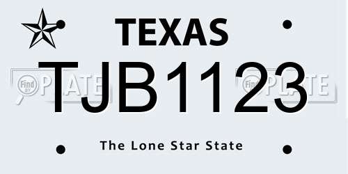TJB1123 Texas License Plate