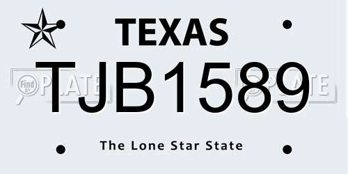 TJB1589 Texas License Plate