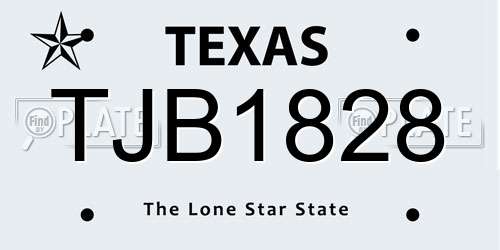 TJB1828 Texas License Plate