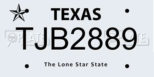 TJB2889 Texas License Plate