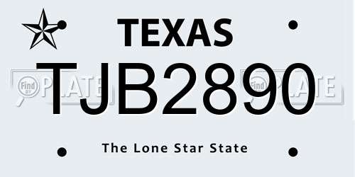 TJB2890 Texas License Plate