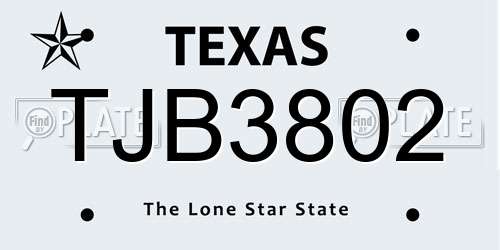 TJB3802 Texas License Plate