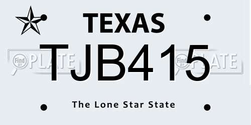 TJB415 Texas License Plate