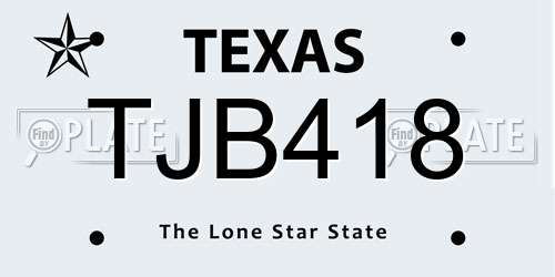 TJB418 Texas License Plate