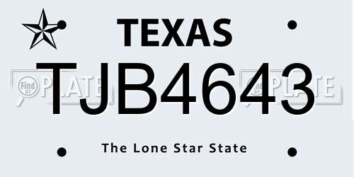 TJB4643 Texas License Plate