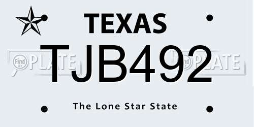 TJB492 Texas License Plate
