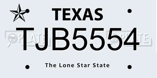 TJB5554 Texas License Plate