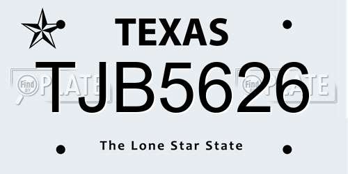 TJB5626 Texas License Plate