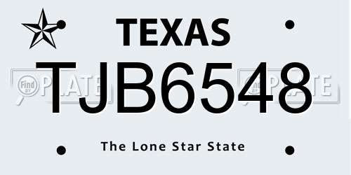 TJB6548 Texas License Plate