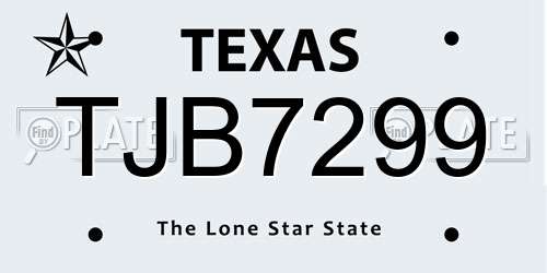 TJB7299 Texas License Plate