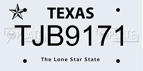 TJB9171 Texas License Plate
