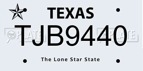 TJB9440 Texas License Plate