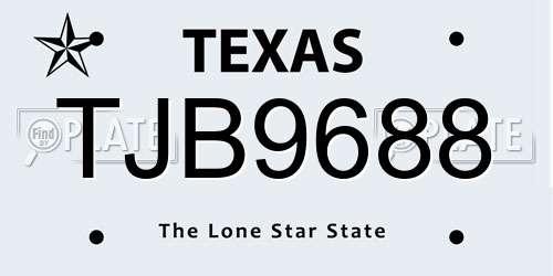 TJB9688 Texas License Plate