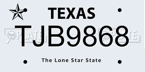 TJB9868 Texas License Plate