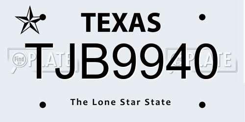 TJB9940 Texas License Plate