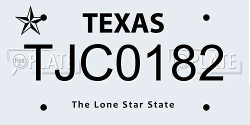 TJC0182 Texas License Plate