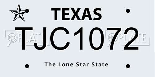 TJC1072 Texas License Plate
