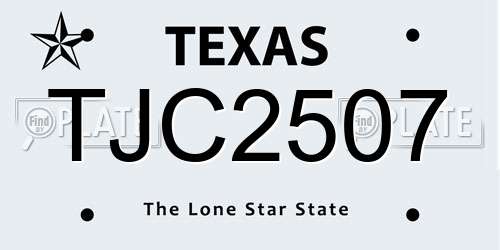 TJC2507 Texas License Plate