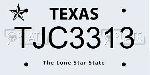 TJC3313 Texas License Plate