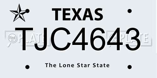 TJC4643 Texas License Plate