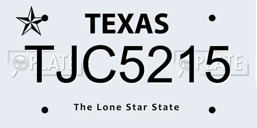 TJC5215 Texas License Plate