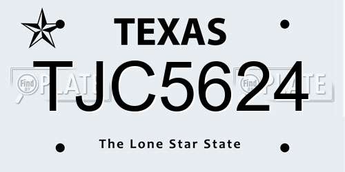 TJC5624 Texas License Plate