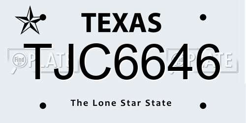 TJC6646 Texas License Plate