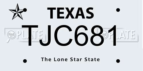 TJC681 Texas License Plate