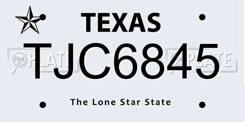 TJC6845 Texas License Plate