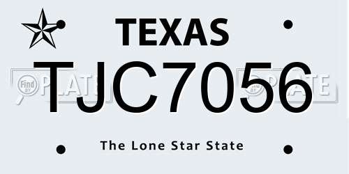 TJC7056 Texas License Plate